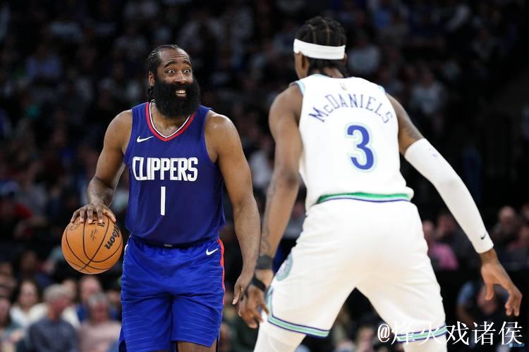 兰德尔狂揽20分哈登状态低迷 森林狼终结快船主场9连胜